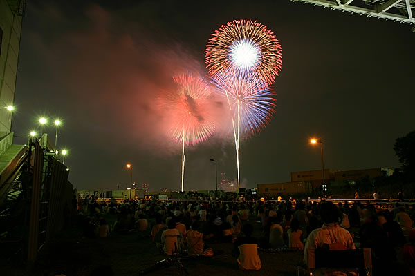 東京湾大華火祭 レインボーブリッジ下